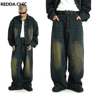 REDDACHiC Big Size Green Wash Skater Mannen Baggy Jeans Aanpassen-taille jaren '90 Vintage Y2k Brede Broek Hip Hop Broek Casual Werkkleding 240115