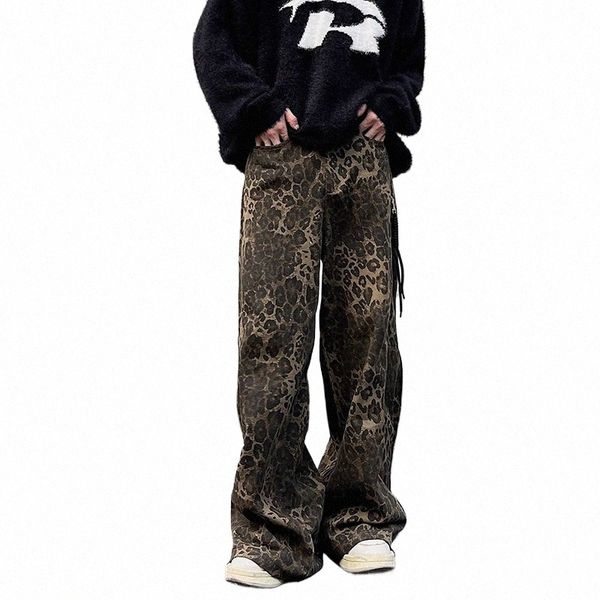reddachic imprimé léopard Y2k Baggy Jeans hommes Hiphop Skater pantalon surdimensionné lâche décontracté pantalon large années 90 vêtements vintage 17QY #