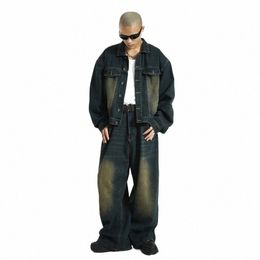 Reddachic Hommes Streetweear Brossé Jeans Bleu Y2k Rappeur Patineur Pantalon Oversize Droit Lâche Style Pantalon Homme Baggy Jeans Q8A2 #