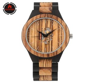 Redfire Vine Fashion houten heren horloges minimalistische onregelmatige snijdende wijzerplaat cool mannelijk houten polshorloges kwarts -uurwerk cadeau225b3456587