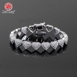 REDLEAF HOT VENDRE HIP HOP BIJOURS 8MM 925 Silver Heart Moissanite Diamond Cuban Link Chains Collier Bracelet