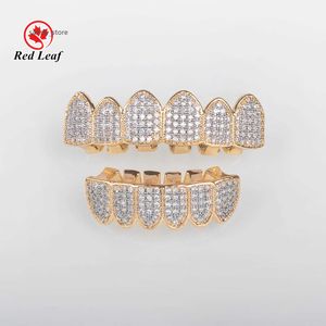 Redleaf sieraden Moissanite Grillz aangepaste tanden grillz 6 Top 6 bodem Volledig Iced Out 925 Sterling Silver Diamond Moissanite Grill