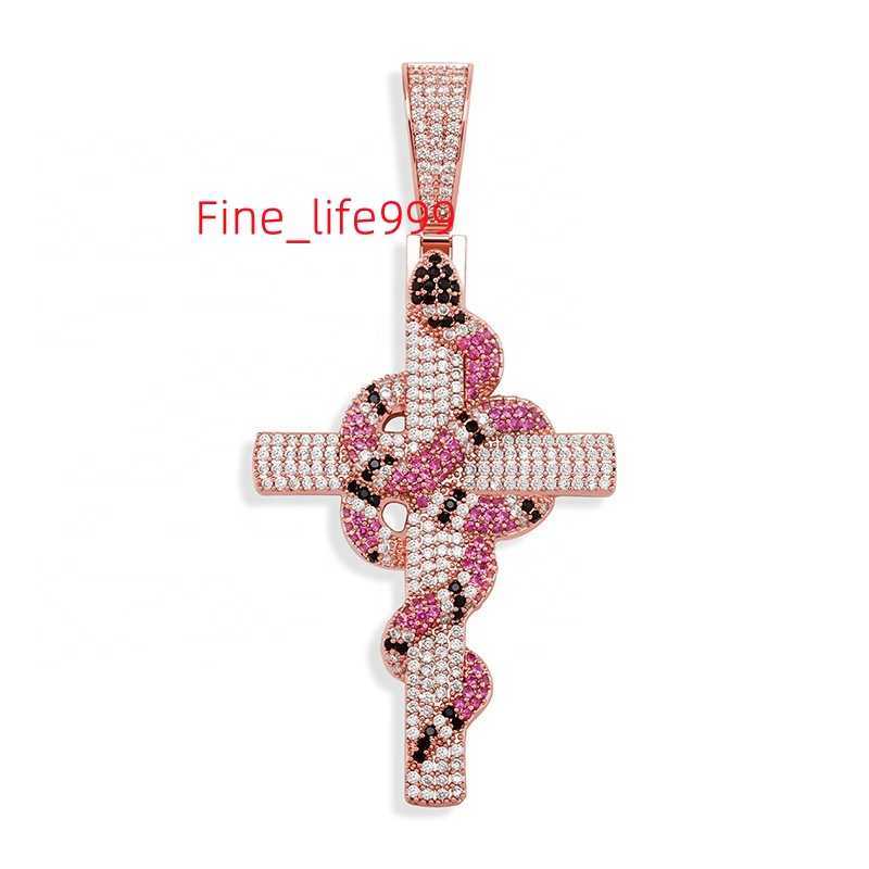 Redleaf nouveauté 3mm croix cubique zircone collier pédant 925 argent 18K plaqué or Moissanite collier pour la fête