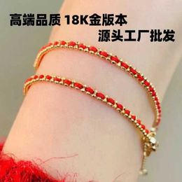 Redline French Classic Celebrity même 18 km Moon Old Little Red Rope Bracelet Single Diamond Half Chain Half Rope