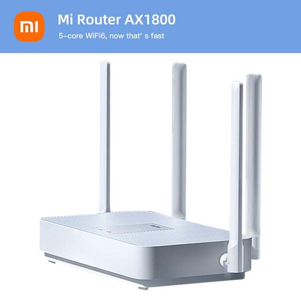 Routeur Redmi Mi AX1800 5 cœurs WiFi6 1800 Mbps 256 Mo double bande 4 antennes externes se connecte de manière stable à 128 appareils