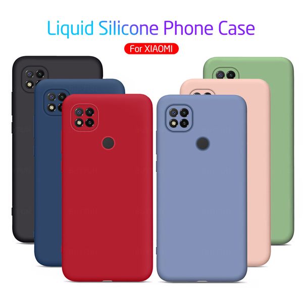 Redmi9c étuis pour téléphones portables Soft Candy Color Liquid Silicone Phone Back Cover Pour xiaomi redmi 9c 9 c red mi 9c nfc smartphone Case covers
