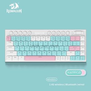 Redragon 60% clavier mécanique RVB sans fil Bluetooth/2.4Ghz/filaire tri-mode clavier de jeu ultra-mince à profil bas pour Gamer HKD230808