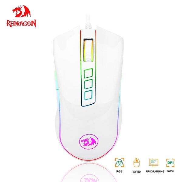 Redragon COBRA M711 souris de jeu USB filaire rétro-éclairage rvb 10000 DPI 9 boutons optique programmable souris ordinateur Gamer PC