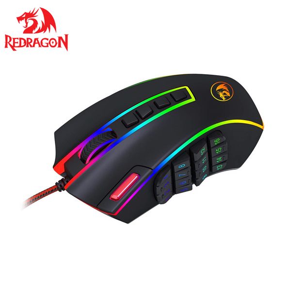 Redragon Gaming Mouse 24000 DPI 24 Botones Diseño ergonómico Accesorios de computadora de escritorio Ratón láser programable Gamer M990