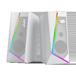 Redragon GS520 RGB Desktop SERS 2.0 Channel PC Stereo Ser met 6 kleurrijke LED -modi Enhanced Sound White/Pink 240422