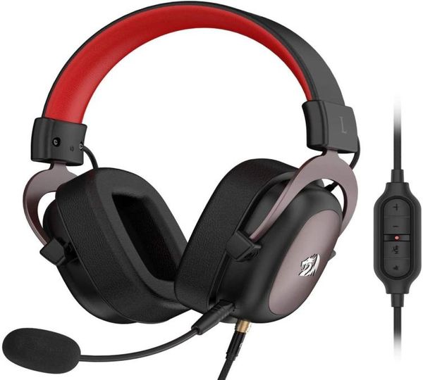 Redragon h510 zeus casque de jeu filaire 7.1 son surround mousse oreillette mémoire avec microphone amovible pour pc/et xbox one8573155