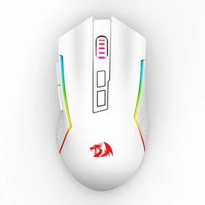 Redragon M693 sans fil filaire BT 24G Bluetooth Gaming 8000 DPI souris 3 modes connexion rétro-éclairage rvb pour PCMacLaptop blanc 231228