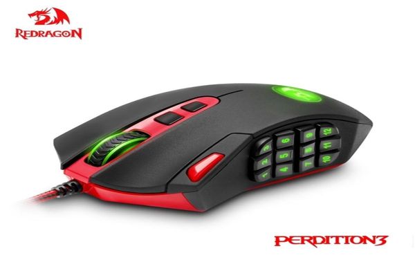 Redragon Perdition M901 USB Wired Gaming Mouse 12400DPI 19 Boutons de jeu programmable Backlight Backlight Orgonomic ordinateur ordinateur PC 21843162