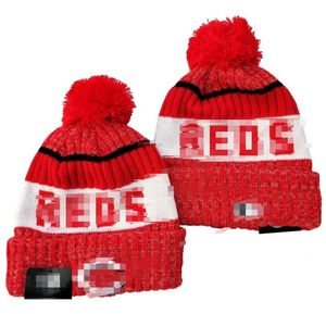 Reds Beanie Tricoté Cincinnati Chapeaux Équipes Sportives Baseball Football Basketball Bonnets Casquettes Femmes Hommes Pom Mode Hiver Top Caps Sport Knit Hats a1