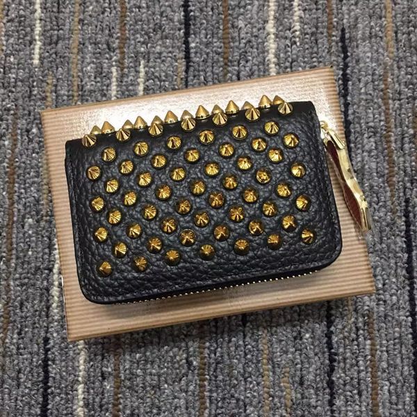 RedsBottom-Geldbörsen, getäfelte Spiked-Clutch, Damen-Lack-Echtleder, gemischte Farben, Nieten, Clutches, lange Damen-Geldbörsen mit Spikes, Herrentaschen, Jungen- und Mädchen-Luxustaschen