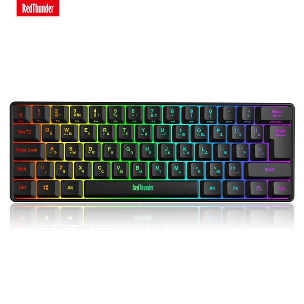 RedThunder 60% Filaire Gaming RVB Rétroéclairé Mini Clavier Ultra-Compact, Sensation Mécanique PC, MAC, PS4 Gamer