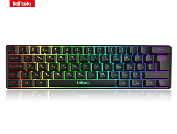 RedThunder 60 juegos por cable RGB retroiluminado Mini teclado ultracompacto sensación mecánica PC MAC PS4 Gamer4757732