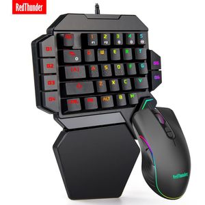 RedThunder met eenhandige mechanische toetsenbord RGB Backlit Draagbare Mini Gaming Keypad Game Controller voor PC PS4 Xbox Gamer