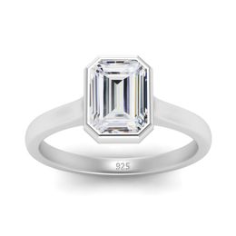 Redwood 57mm 1ct Ring Emerald Cut met certificaat 100% puur zilver 925 bruiloft juweel trend luxe vrouw cadeau 240112