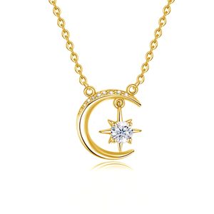 RedWood marque Eid cadeaux 05ct lune étoile collier avec certificat femmes pendentif breloques musulman réel 925 bijoux en argent 240112