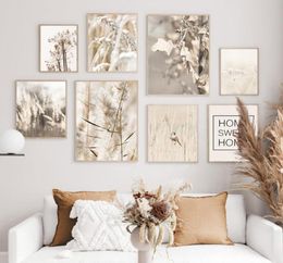 Reed Wheat Dandelion Flower Sweet Home Wall Art Canvas schilderen Noordse posters en prints Wandfoto's voor woonkamer Decor8680221