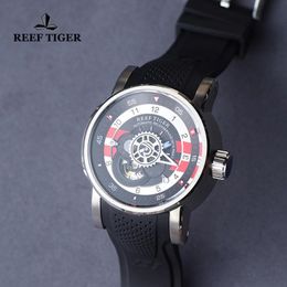 Reef Tiger/RT 2021, reloj deportivo de lujo para hombre, resistente al agua, 100 M, relojes mecánicos, correa de goma, relojes de pulsera de cristal de zafiro de acero