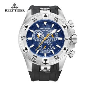 Reef Tiger/RT Casual Sport kijkt chronograaf en datum Big Dial Super Luminous Steel Sport Watch voor Men RGA303 T200409