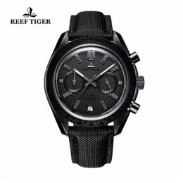 Reef Tiger / RT Diseñador Relojes deportivos para hombre Piel de becerro Correa de nylon Relojes de cuarzo luminosos con cronógrafo RGA3033 T200409