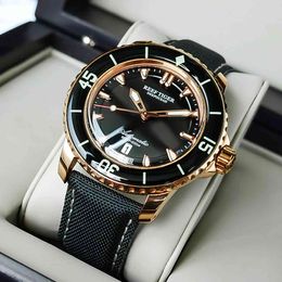 Reef Tiger / RT - Mannen automatisch mechanisch horloge, top luxe merk, 200m, waterdicht, keramische schot, nylon, duiken