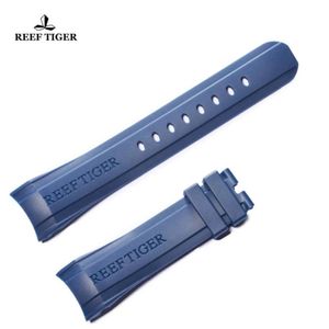 Reef Tiger RT Rubberen horlogeband Heren Waterdicht blauw Duurzame riem 24 mm breedte met Buckle RGA3503 Banden 219P