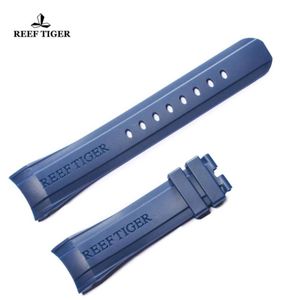 Reef Tiger RT Correa de reloj de goma para hombre Correa duradera azul resistente al agua 24 mm de ancho con hebilla RGA3503 Bands301O