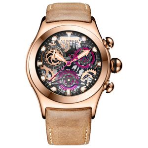 Reef Tiger/RT Skeleton Sport Horloges voor Mannen Rose Goud Lichtgevende Quartz Horloges Lederen Band RGA792