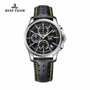 Reef Tiger/RT Sport Chronograph voor Men Quartz met datum en super lumineuze stalen lederen band horloges RGA1663
