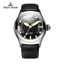 Reef Tiger / RT Relojes deportivos para hombres Acero Big Skeleton Dial Relojes Relojes automáticos Correa de cuero RGA704 T200324