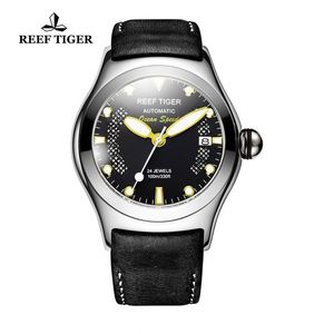 Reef Tiger/RT Sport Watches for Men Steel Big Skeleton Dial horloges automatische horloges lederen band RGA704 T200324