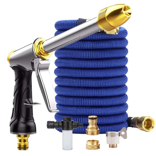 Reels 2021 Nouveau tuyau d'arrosage de haute qualité haute pression flexible extensible lavage de voiture tuyau magique tuyau d'arrosage extérieur pistolet de pulvérisation