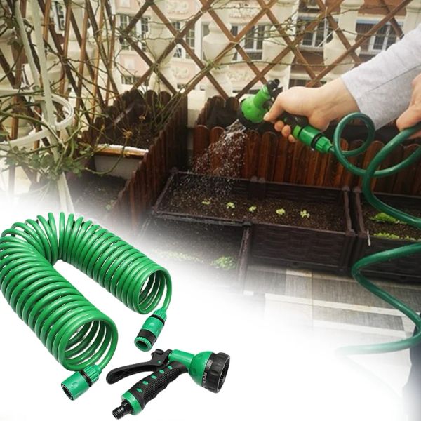 Bobines Tube à ressort télescopique de jardin EVA avec arroseur de pulvérisation d'eau à connexion rapide, tuyau d'eau en plastique, cadeaux de jardinage pour hommes ou femmes