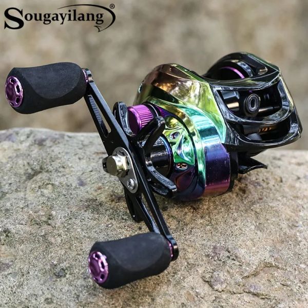 Carretes Sougayilang carrete de pesca Baitcasting 7,2: 1 relación de engranaje 18 + 1BB arrastre máximo 8kg sistema de freno magnético carrete de pesca de agua salada dulce