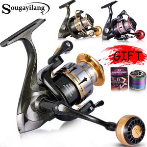 Reels Sougayilang Fishing Reel 5.2: 1 Gear Relation Max Drag 5 kg de carrete giratorio con caramelo de aluminio para herramientas de pesca de lubina/trucha