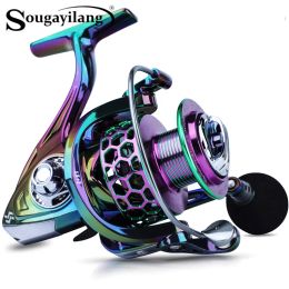 Reels Sougayilang Nieuwe kleurrijke 13+1BB Visrol lichtgewicht CNC Aluminium Spool 5.2: 1 overbrengingsverhouding Spinning Reel Carp Fishing Coil