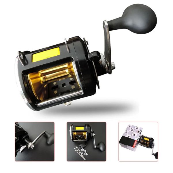 Reels Tr12000 Big Trolling Drum Fishing Reels 3,4: 1 Ratio de vitesse 8 + 1BBAUMINUM ALLIAGE REEL