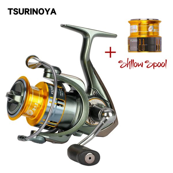 Carretes Tsurinoya FS2000 Carrete giratorio de metal 10BB/5.2:1 245gLure Carrete de pesca con carrete de repuesto Carretilha De Pesca Moulinet Peche Wheel