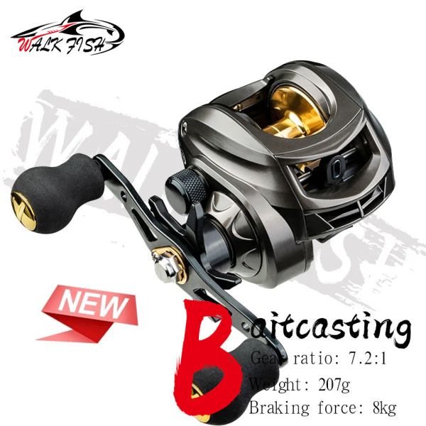 Reels Walk Fish Baitcasting Reel 8 kg Max RAGG FISHING VEL para el bajo en el medio ambiente oceánico 48 horas Carretera de pesca de carrete barato