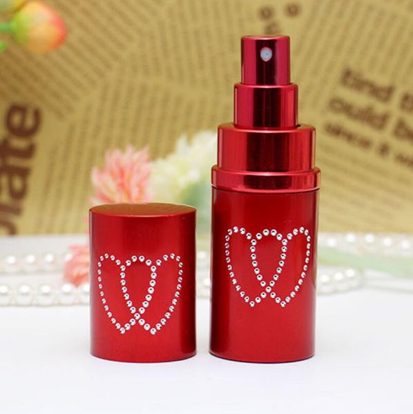 Recargable 50ML Mini Aluminio Doble Corazón Perfume Spray Botella Envases Cosméticos Portátiles Vacío Con Atomizador LX3090