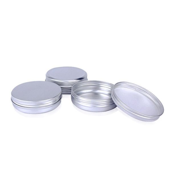 Bouteilles rechargeables Conteneurs cosmétiques Pots d'accessoires 83x28mm Boîtes de bougies 100G Vide Fleur Thé Aliments Bonbons Pots en métal Argent Boîtes de crème en aluminium