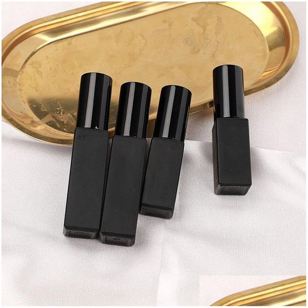 Compacts rechargeables 100pcs 3/5 / 10 ml vaporisateur de verre carré noir par bouteille emballage cosmétique bouteilles vides livraison directe santé beauté m otsnm