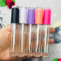 Compacts rechargeables 5 ml vide bouteille de brillant à lèvres bouchon rose bricolage tube de brillant à lèvres en plastique beauté conteneur d'emballage cosmétique Botella de Brillo Dhz4P