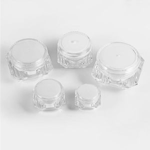 Nachfüllbare leere Kosmetikflasche 5 g 10 g 15 g weißer Kunststoff-Cremetiegel Diamond Sample Cosmetics Verpackungsbehälter Lgvol