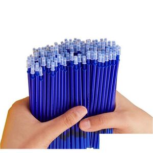 Recharges Wholesale 100 PCS / Set Office Signature Shool Gel stylo Recharge Rod Magic ACCESSOIRES ERASABLE 0,5 mm Blue Black Ink Drop Drop DH2RY