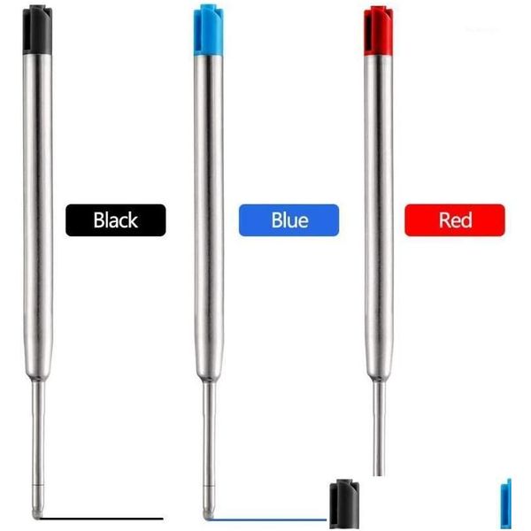 Recharges Wholesale 10pcs Metal Ballpoint Pen Blue Red Black Ink Medium Roller Ball Penns Read pour Parker School Office Pinellerie Drop Dhsln